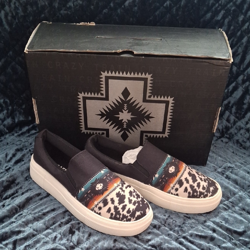 Crazy Train Leopard and Aztec Slip-On Shoes